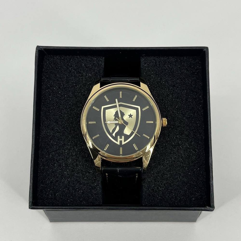 Game Time Hustler‎ Watch Pioneer Black Series Shield Logo Gold Men's Size New